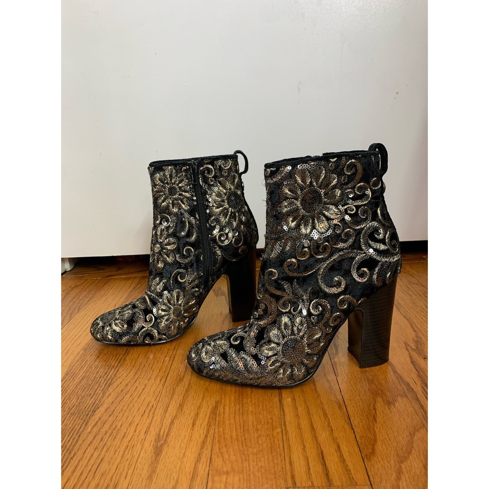 Guess High Heel Boots Sequin Floral Size 7